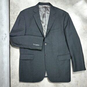 Yves Saint Laurent Pour Homme Charcoal 120s Wool Two Button Blazer